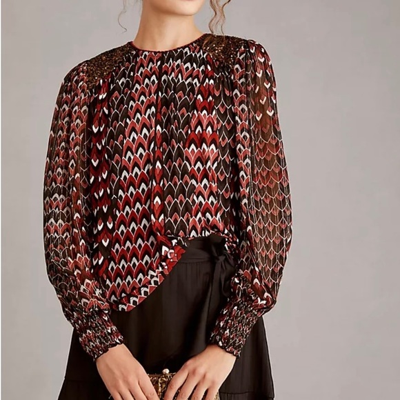 Anthropologie Tops - Anthropologie BL-NK sequin embellished blouse
